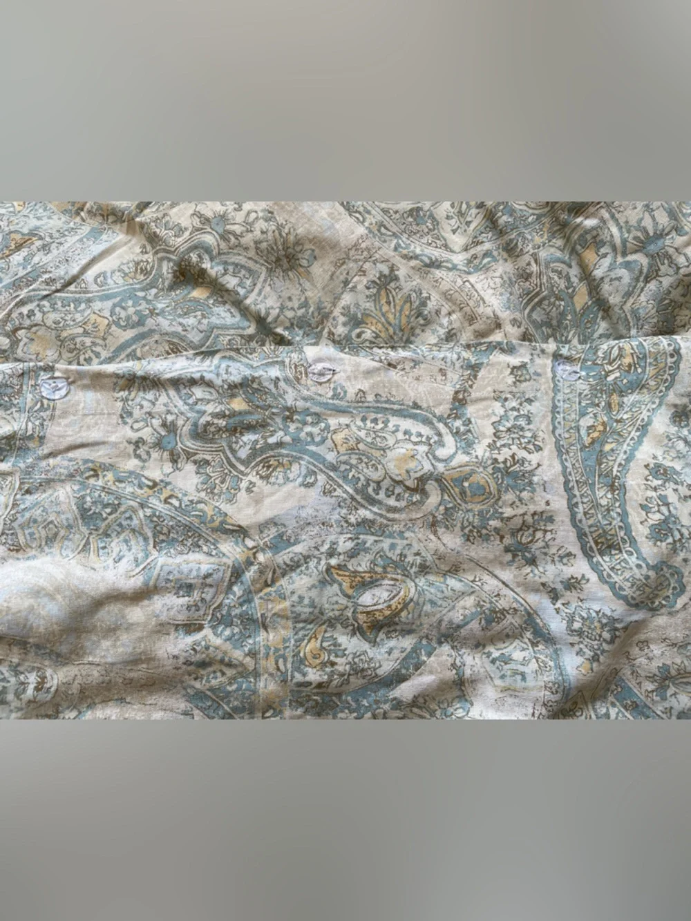 Pottery Barn Paisley Linen Cotton King Duvet And Euro Shams Blue Fresco